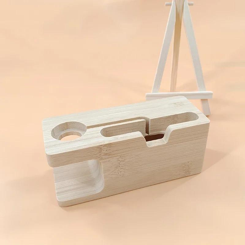 Bamboo Phone Holder Station Dock Wood Charge Stand for Apple Watch Series 1 2 3 Compatible with 42mm 38mm Charger Cable