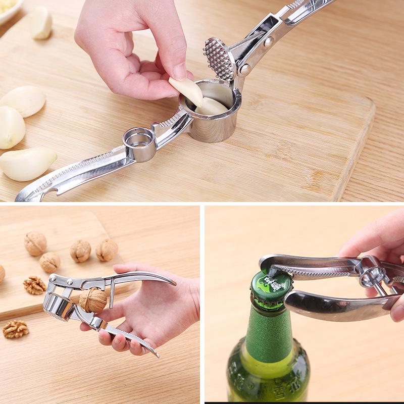 Extra-Large Garlic Press & Masher - Multifunctional Zinc Alloy Stainless Steel Manual Pull Type