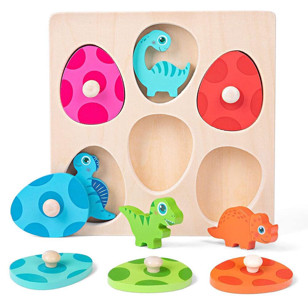 

Wooden Puzzles for Toddlers Montessori Toys Dinosaur Match Eggs Peg Puzzles Preschool Learning Toys for Toddlers Birthday Gifts