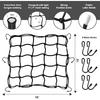 Cargo Nets For Motorcycle Helmet 16"X16" Elastic Bungee Net Storage Featuring 6 Hooks Tight 2"X2" Mesh Luggage Strap Rack Expansion Organizer Net
