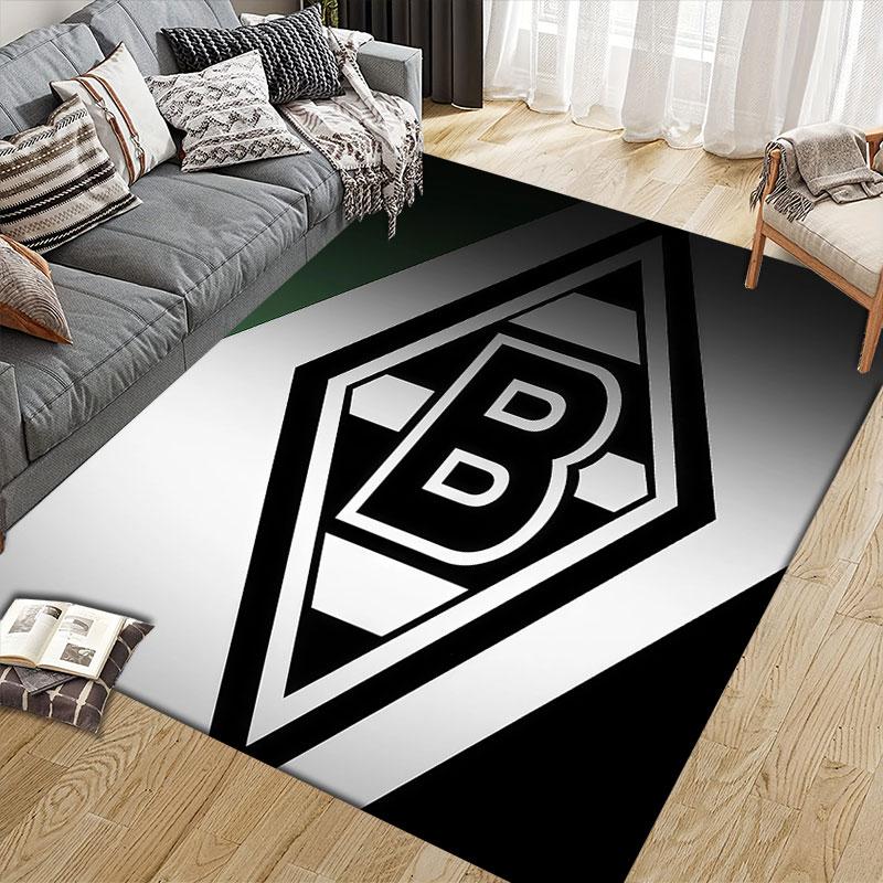 Borussia Monchengladbach Printed Carpet, Home Sofa Decoration for Living Room & Bedroom, Non‑Slip Play Flannel Floor Mat for Game Room