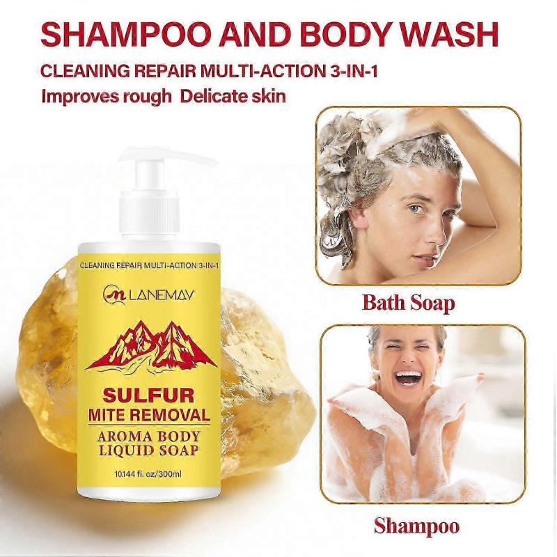 Sulfur Soap Body Wash - Deep Cleansing for Balancing Skin - Gentle Daily Care for Body and Scalp - 300ml for Men and Women