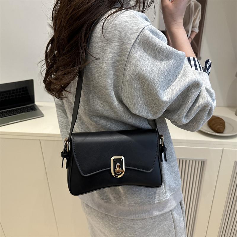 Classic Women's Crossbody Shoulder Bags 2025 Summer Autumn Textured PU Leather Small Square Bag Lady Daily Commuter Satchel Handbags