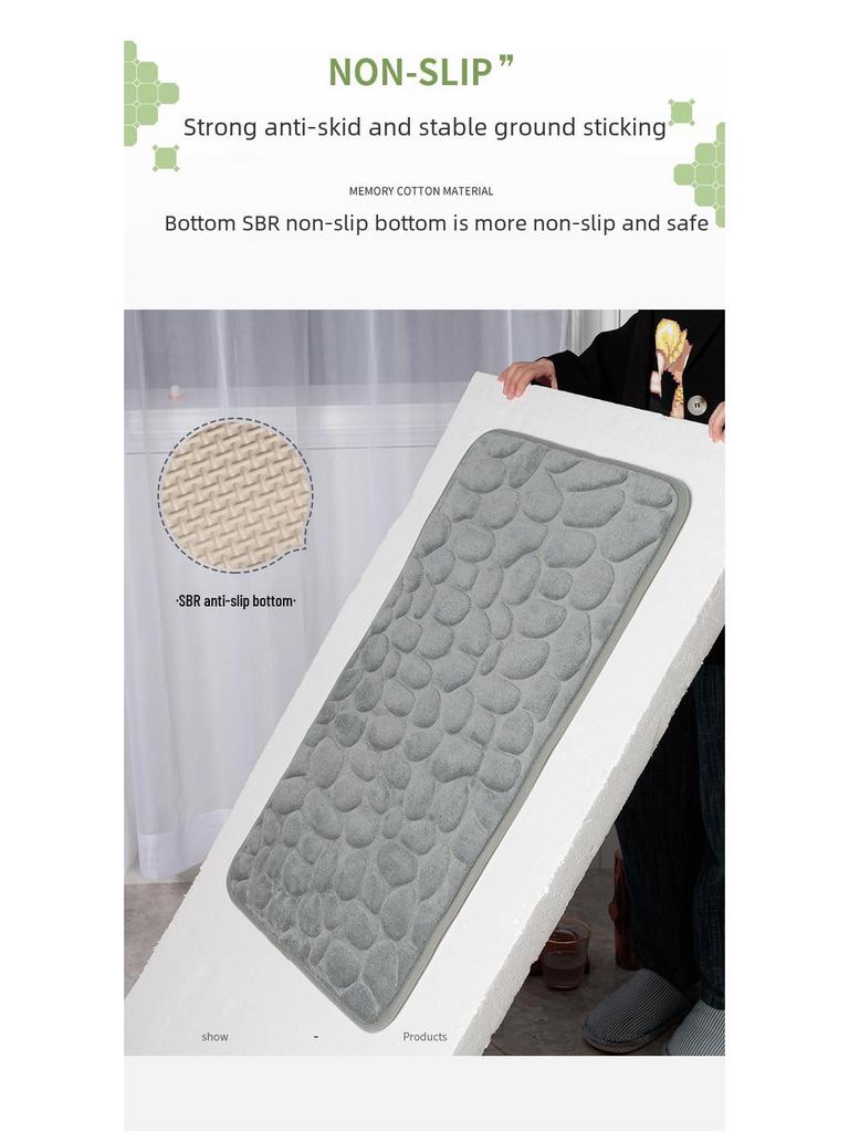 Pebble Embossed Water-Absorbent Non-Slip Door Mat – Cute, Durable Carpet for Bathroom and Entrance.