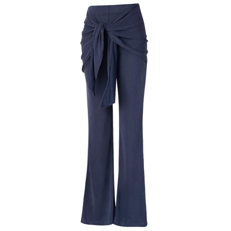 

Двухслойные расклешенные брюки для йоги на завязках - Утягивающие леггинсы для пилатеса Large синий