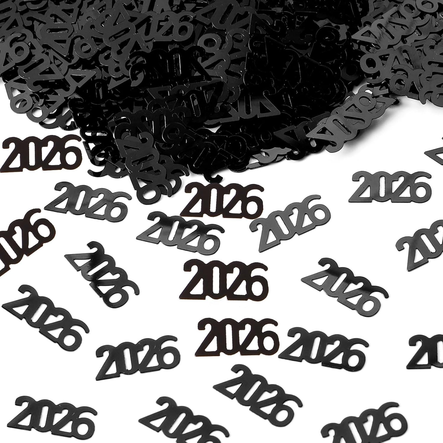 VHUWE 2026 New Years Confetti Black, 2.12 oz Shinny Metallic 2026 Number Confetti for Tables 2026 Happy New Year Decorations New Years Eve Party 2026 Confetti - Black