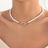 Imitation Pearl Heart Pendant Necklace - Women's Light Luxury Versatile Choker