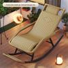 Adult Rattan Rocking Chair: Steel-Framed Recliner for Leisure and Napping on Balconies