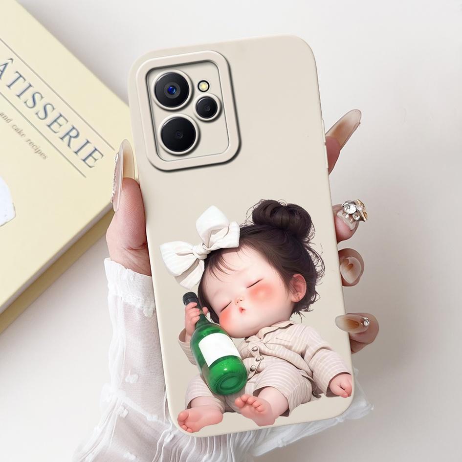 For Realme 9i Case Cool Fashion Flower Marble Sunset Soft Liquid Silicone Lens Protective Cover For Realme 9i 5G Realme9i Bumper