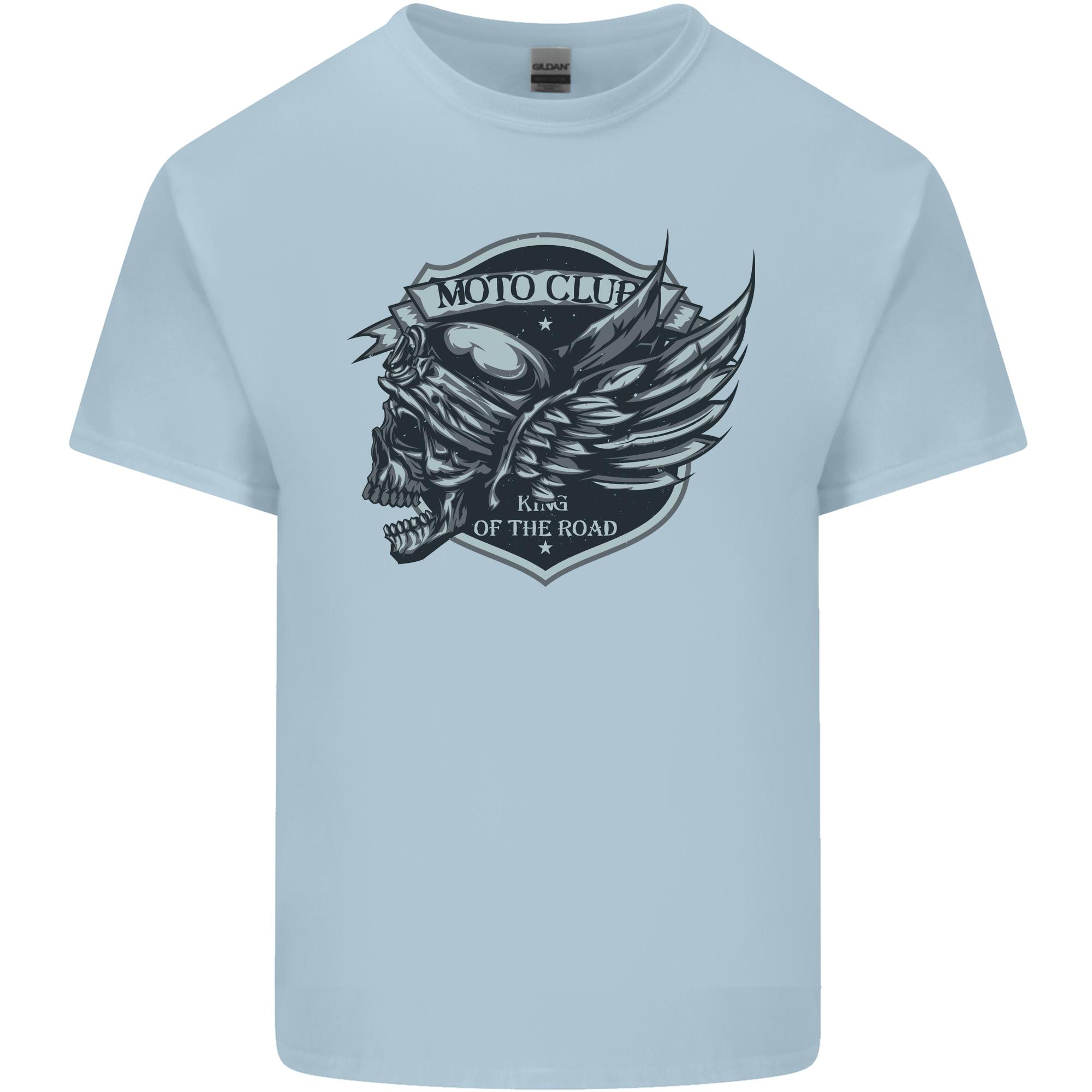 King of the Road Motorcycle Skull Biker Unisexs Light Cotton TShirt S