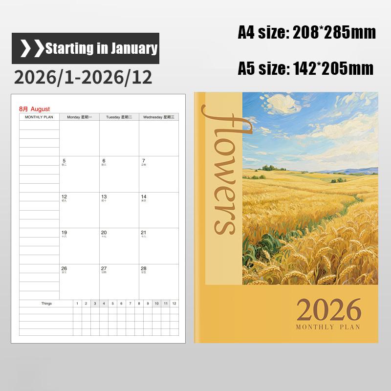 2026 Calendar Planners Yearly 365 Days Efficiency Notebooks Monthly Diary Journals Weekly Goal Habit Tracker Agenda Schedules