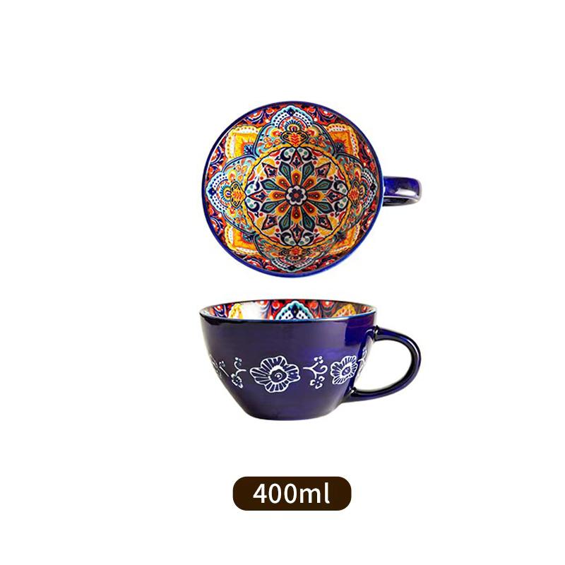 

Керамическая чашка для завтрака в стиле бохо, красивая чашка для овсянки, большая емкость для воды, чашка для молока и кофе, пригодная для разогрева в микроволновой печи