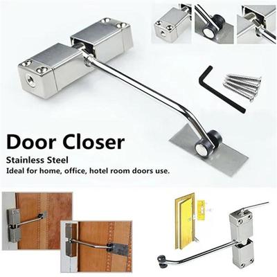 Automatic Door Closer Adjustable Strength Spring Door Closer Hinge Fire Rated Door Channel Stainless Steel Surface Self Closing