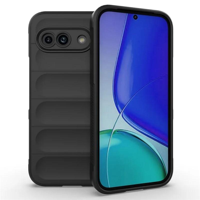 

For Google Pixel 9a TPU Case WANLONFENG HD Series Anti Slip Phone Cover with Tempered Glass Baby Blue