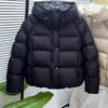 Herbst und Winter einfarbige Puffärmel kurze Kapuzen-Loose-Brotkleidung verdickte warme Baumwollkleidung Jacke