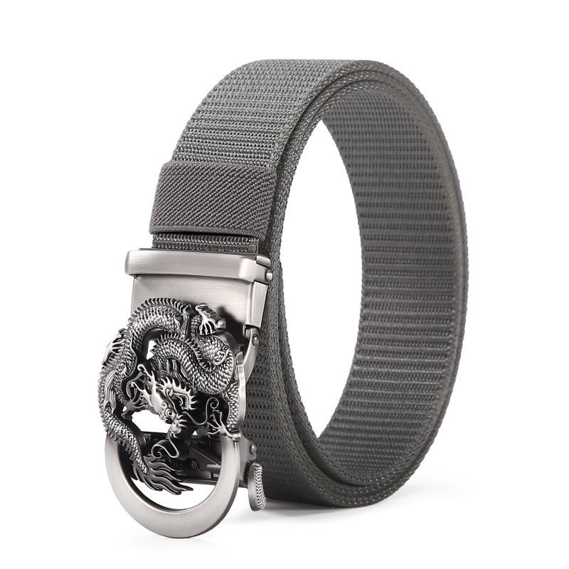 Men's Nylon Outdoor Sports Belt with Bronze and Automatic Alloy Buckles