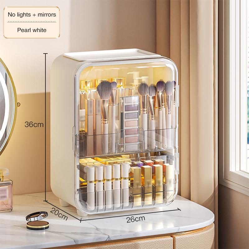 

Белый скандинавский настольный ящик для хранения косметики со светодиодной подсветкой, зеркало для ухода за кожей в спальне, органайзер для хранения кистей для макияжа, помады CHINA