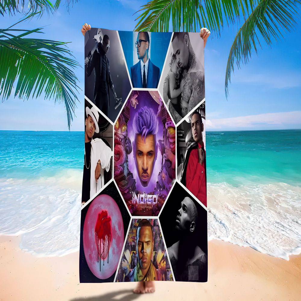Hot New Chris Brown Rapper Beach Towel For Kids Bath Towel Pool Towel Vacation Gift Picnic Towel Party Gift