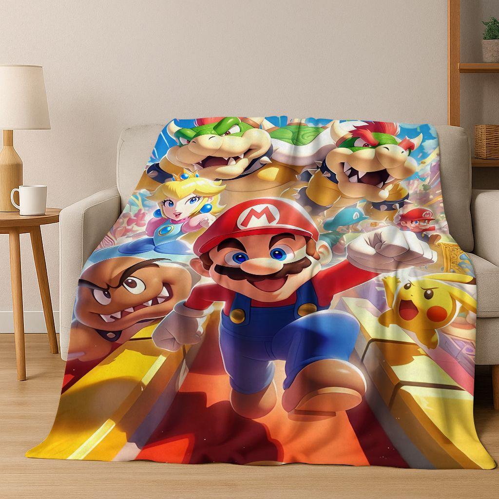 26 Style Mario Cartoon Gift Flannel Blanket,Warm and Cozy Soft Throw Blanket for Home Bedroom Bed Sofa Travel Picnic Cover Kids