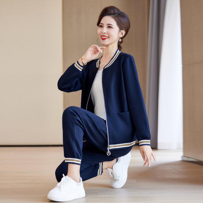 2024 Spring Sports Suits: Trendy Jackets & Two-Piece Sets for Middle-aged Women