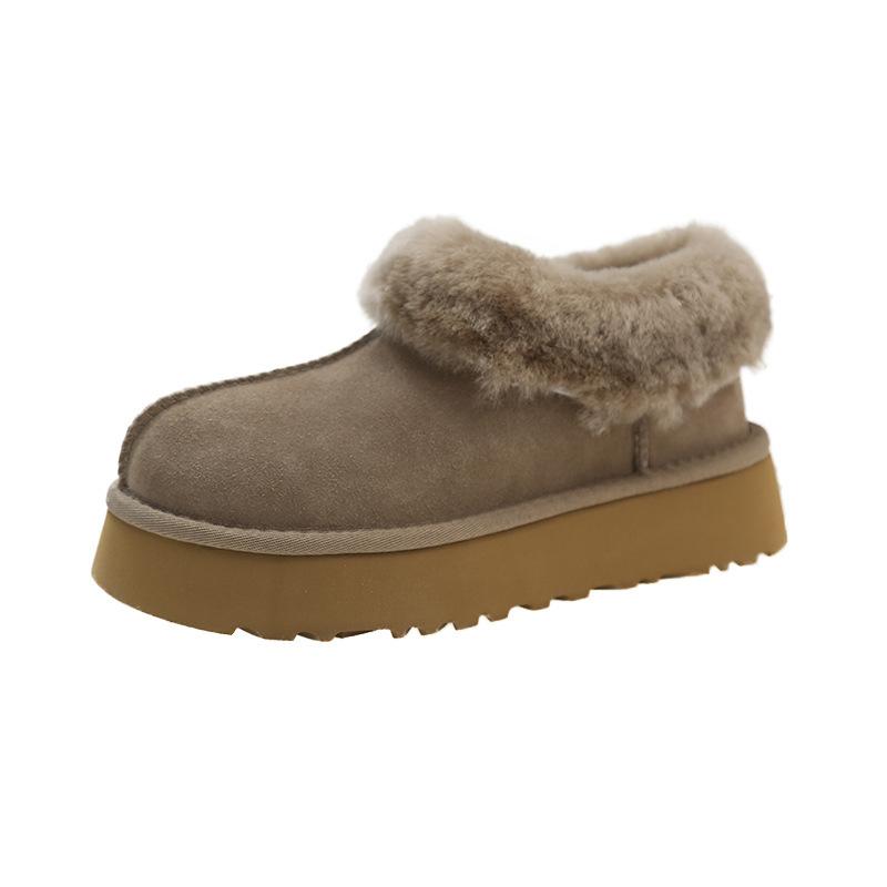 thick-soled snow boots women's new winter fashion versatile fur integrated fleece thickened warm cotton shoes