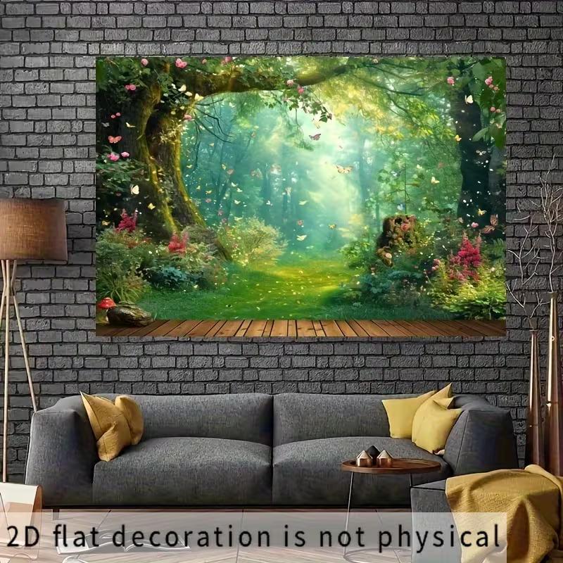 2D Magical Forest Backdrop Butterfly Floral Birthday Party Photography Background