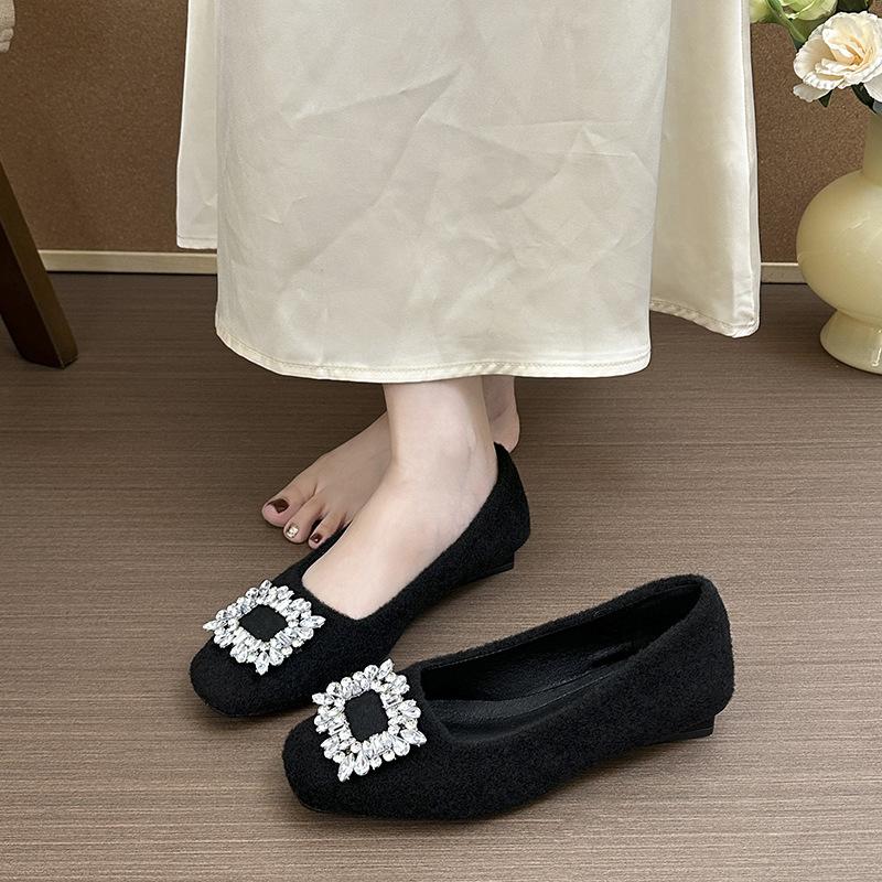 French evening shoes 2025 autumn new flat bottom square head small fragrant wind one pedal gentle shallow mouth single shoes women's shoes