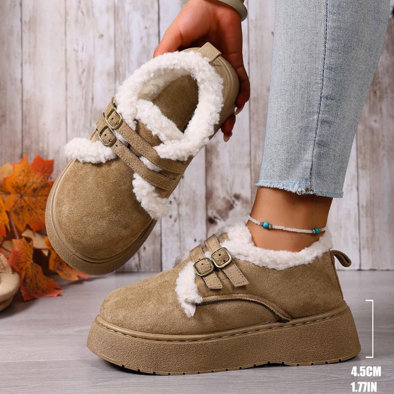 Winter Platform Warm Plush Women Snow Boots Fashion Buckle Women's Suede Ankle Boots Comfortable Thick Bottom Furry Casual Shoes