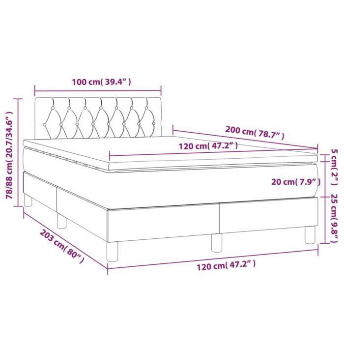 3140845 vidaXL Divan Bed with Mattress Taupe 120x200 Cm Fabric