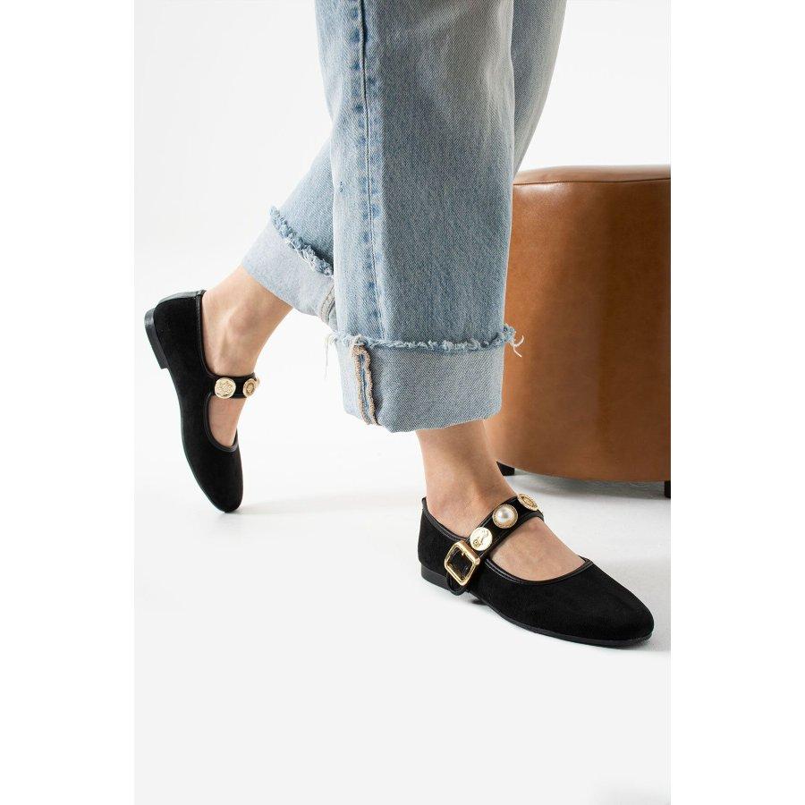 Women's Suede Buckle Strap Flat Shoes