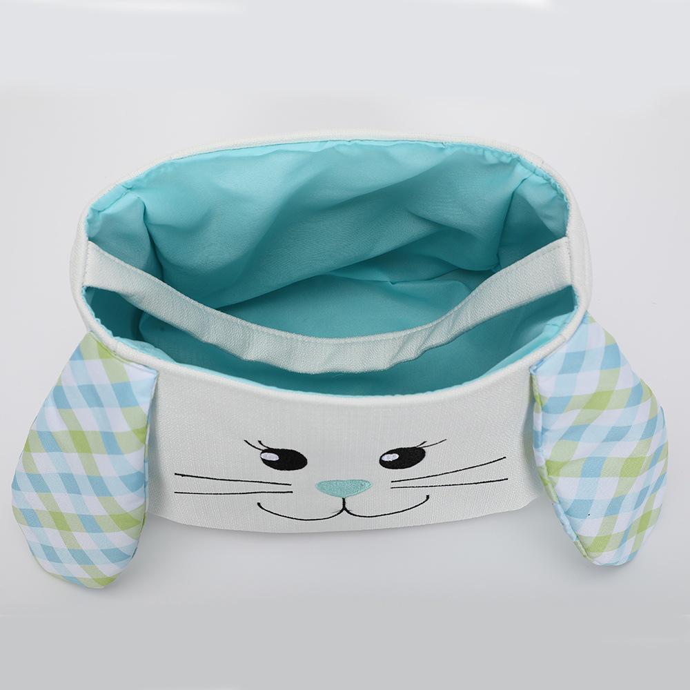 Easter Bunny Ears Handheld Basket - Plush Fabric for Eggs & Decor