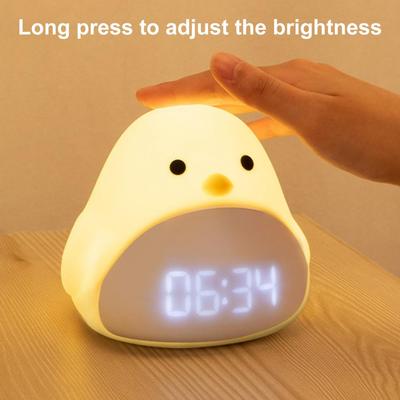 Multifunctional Snooze Function Alarm Clock Touch Sensing Cartoon Bird Digital Alarm Clock Desk Beside Night Light for Children