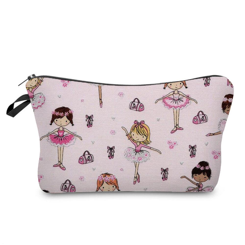 Ballet Art Girl Fashion Printed Cosmetic Bags Toiletries Organizer  School Daily Pencil CasesOutdoor Practical Makeup Bag Female