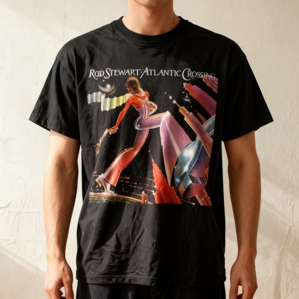 

Rod Stewart Atlantic Crossing Album Black Cotton T Shirt Full Size S5XL Unisex T-Shirt XXXXL