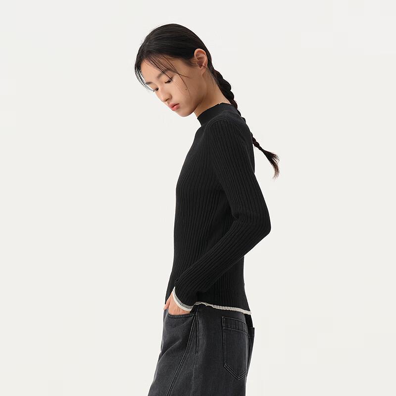 broadcast Women's Slim-Fit Half-High Collar Wool Knit Sweater