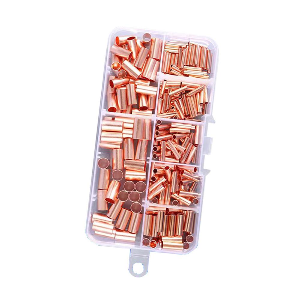 Copper Tube Connector Copper Connecting Tube Terminal Connector Kit 250pcs 7 Sizes 1.5mm-6.0mm High Purity Electrolytic Copper with Burr- s