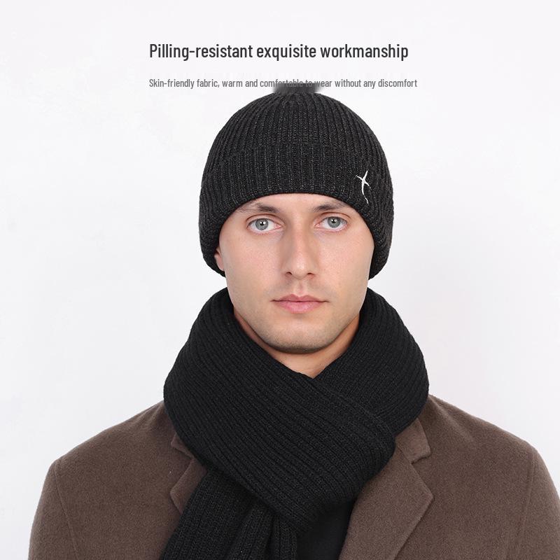 Men's Woolen Beanie for Large Heads - Thick, Warm, Breathable, Sweat-Proof, Ideal for Autumn & Winter