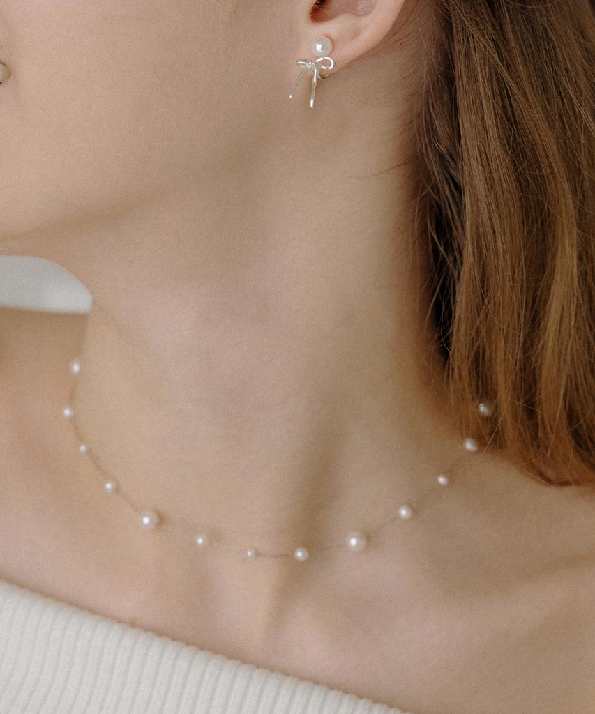 Has Hld028 Silver Chain Pearl Necklace