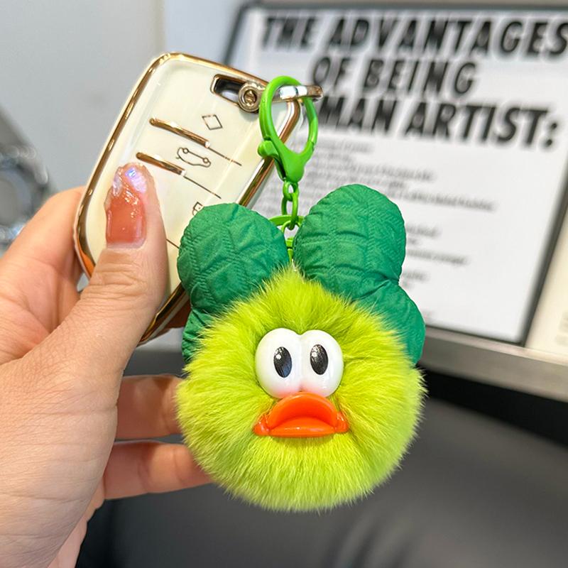 

Cute Rex Rabbit Feather Duck Bag Pendant School Bag Small Coal Ball Doll Pendant Cartoon Doll Car Keychain