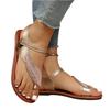 Summer Women Rhinestone Leaf Toe Post Adjustable Hook and Loop Casual Flat Beach Sandals Slip On Comfortable Footwear