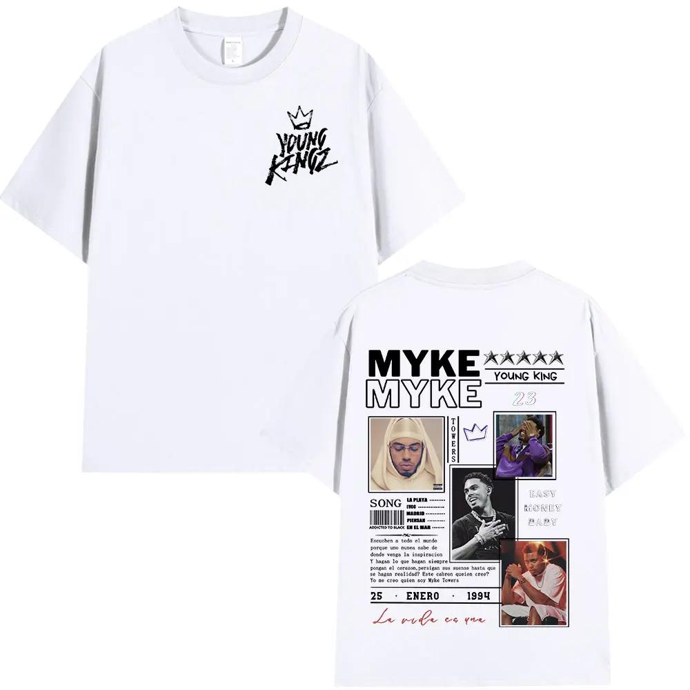 Rapper Myke Towers Graphic T-shirts Men Women Clothing Fashion Hip Hop Oversized T Shirt Unisex Cotton Short Sleeve T-shirt Tops
