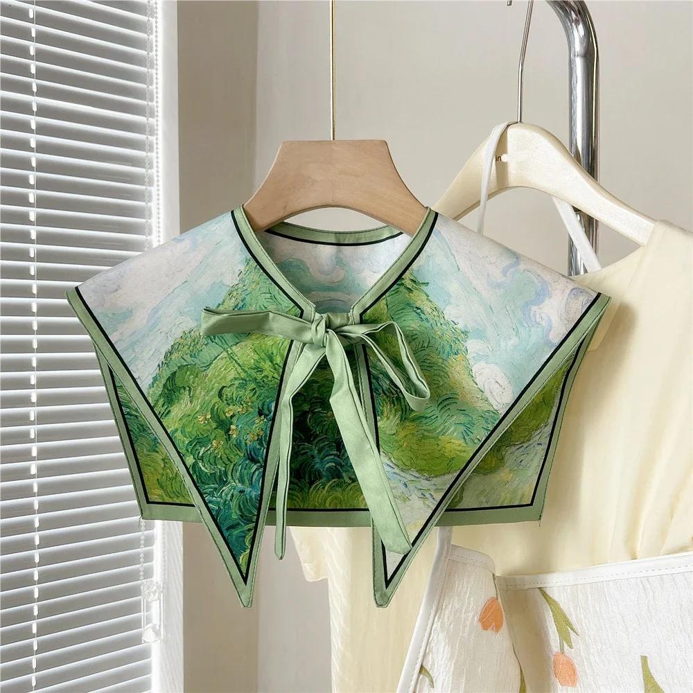 New Design Floral Shawl Fake Collar Women Detachable Collars Big Lapel False Collar Shoulder Wrap Scarf Clothing Accessories