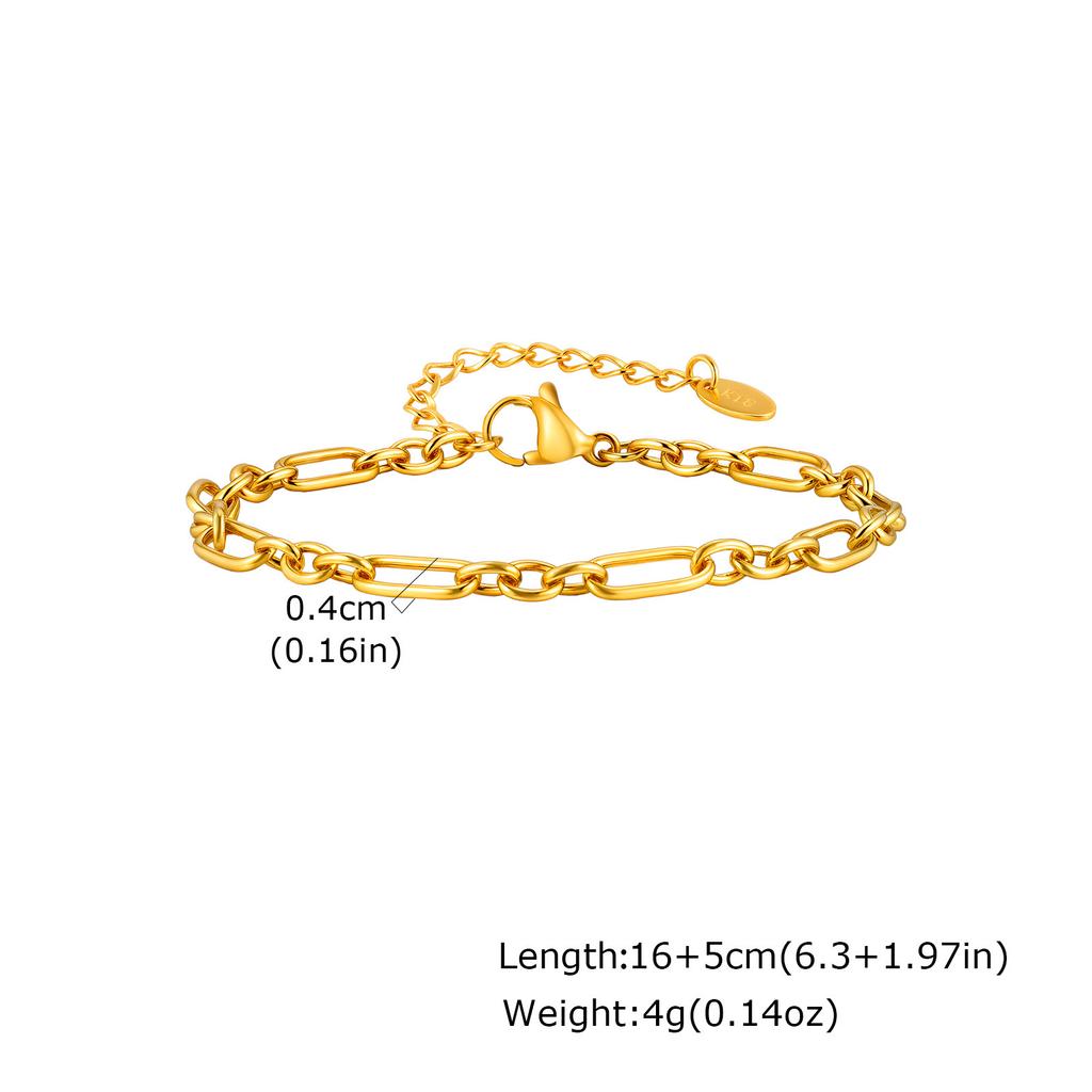 18K Gold-Plated Stainless Steel Hand-Spliced Chain Bracelet, Women'S Personalized Punk Metal Chain Wrist Jewelry