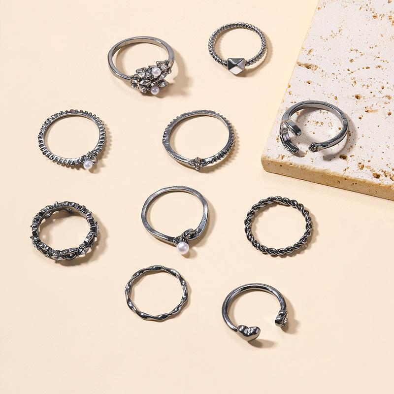 Full Diamond Rings, Jewelry Ins Wind Star Jewelry Women's Niche Light Luxury Ring Set Accessories