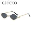 Vintage Semi Rimless Square Sunglasses Women Luxury Brand Metal Frame Punk Diamond Glasses