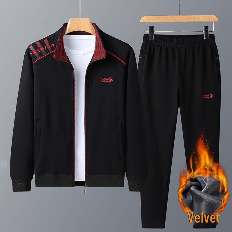 Specht Herren Sport Baumwollset: Lässige Laufjacke für Mittelalte und ältere Menschen für Frühling, Herbst, Winter.