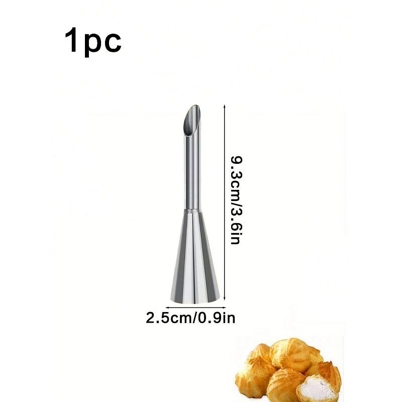Cream Icing Piping Nozzle Tips, Professional Stainless Steel Long Cream Puff Nozzle Decor Small Pastry Icing Piping Decorating Tools