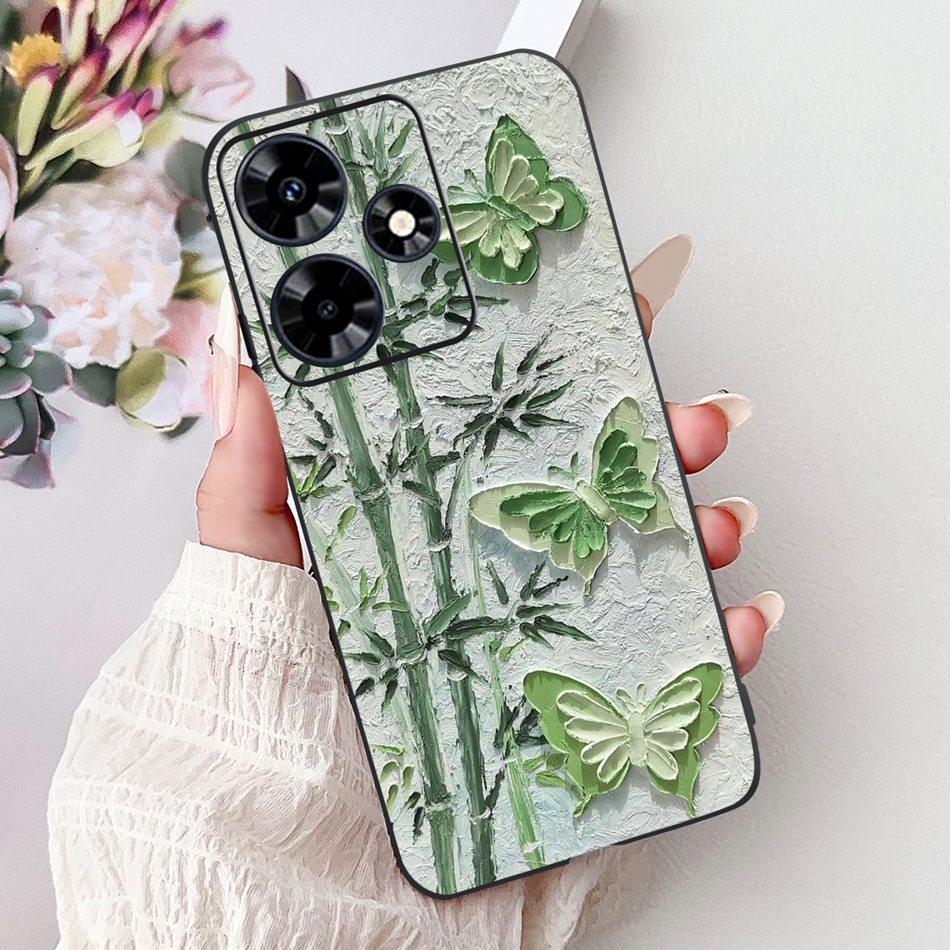 For Infinix Hot 30 Play 30i Hot30 4G Elegant Floral Cat Phone Case For Infinix Hot 30 30Play Hot30i Black Silicone Soft Cases