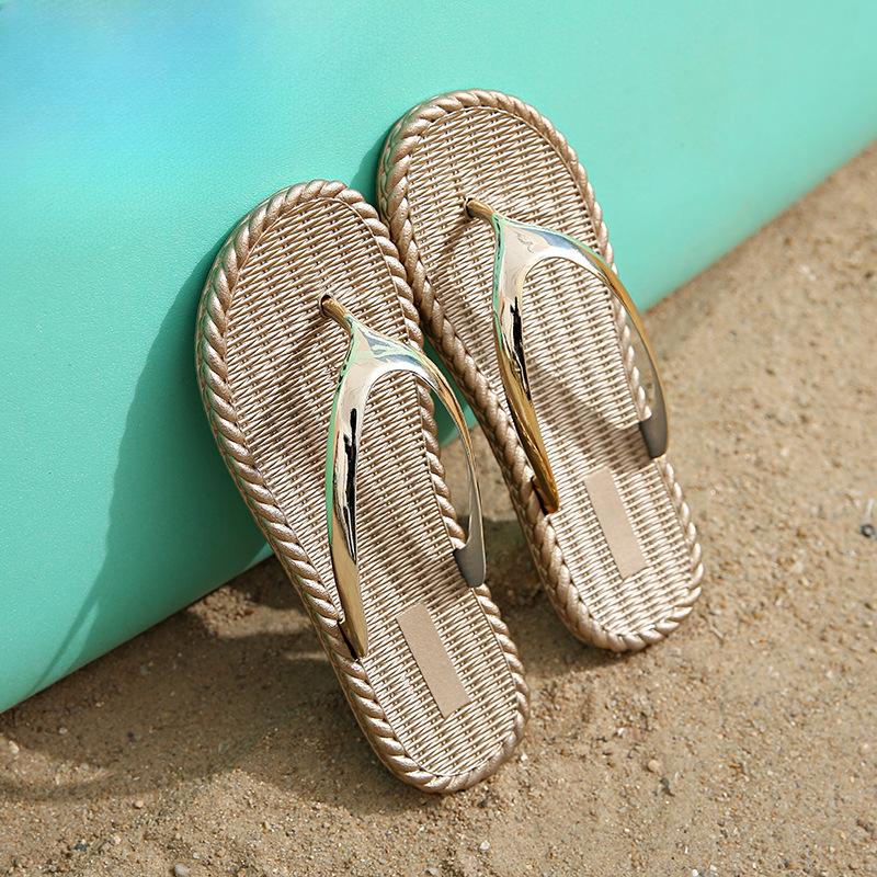 Nya Stilrena och Mångsidiga Flip-flops för Kvinnor Platta Strandskor