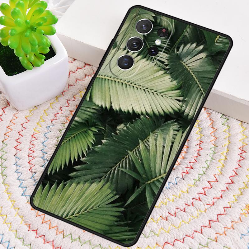 Green Tropical Leaves Leaf Silicone Phone Case For Samsung Galaxy note 10 pro S26 S25 S24 S23 S22 S21 Plus S25Ultra Capa Cover